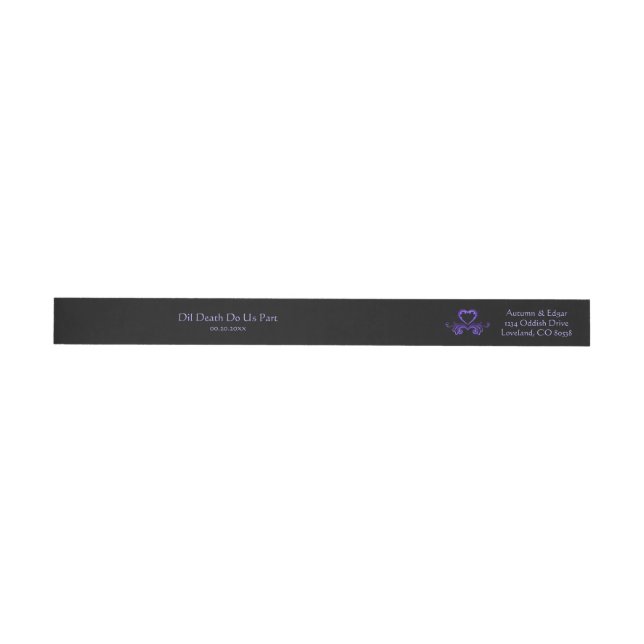 Purple Black Gothic Wedding Wrap Around Label (Individual)