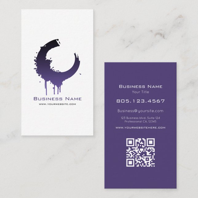 Purple & Black Gradient Swirl Customizable Business Card (Front/Back)
