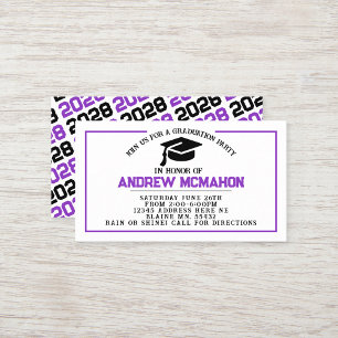 Purple Black Graduation Invite Announcement Insert