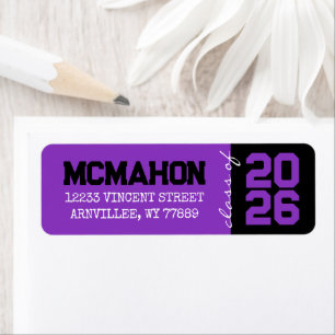 Purple & Black Graduation Return Address Labels