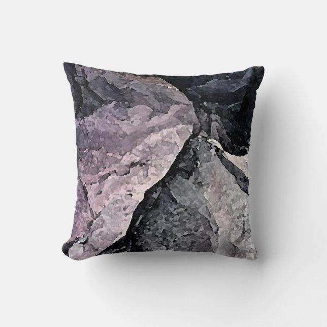 Purple, Black & Gray Abstract Throw Pillow (Front)