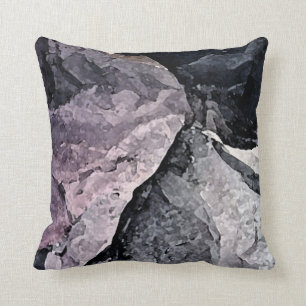 Purple, Black & Grey Abstract Throw Pillow