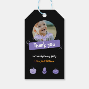 Purple & Black Halloween birthday thank you Gift Tags