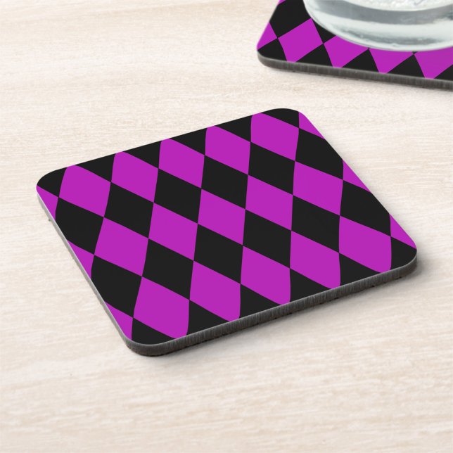 Purple Black Harlequin Diamonds Checkers Design  Coaster (Creator Uploaded)