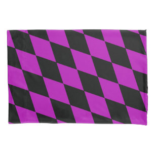 Purple Black Harlequin Diamonds Checkers Design  Pillowcase