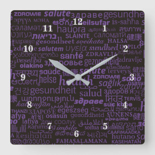 Purple Black Health Text Clock or Choose Colours