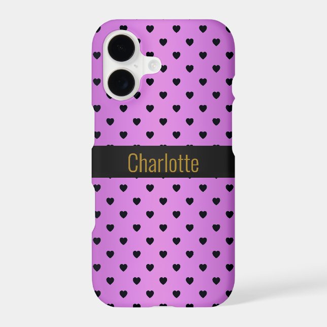PURPLE BLACK HEART PATTERN IPHONE customizable (Back)
