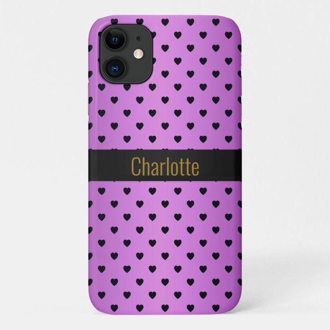 PURPLE BLACK HEART PATTERN IPHONE customizable Case-Mate iPhone Case (Back)