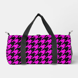 Purple Black Houndstooth Check Duffle Bag