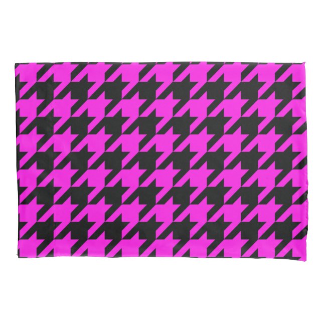 Purple Black Houndstooth Check Pillowcase (Front)