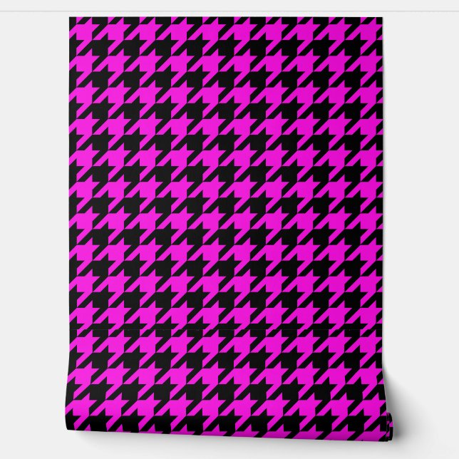 Purple Black Houndstooth Check Wallpaper (Unrolling)