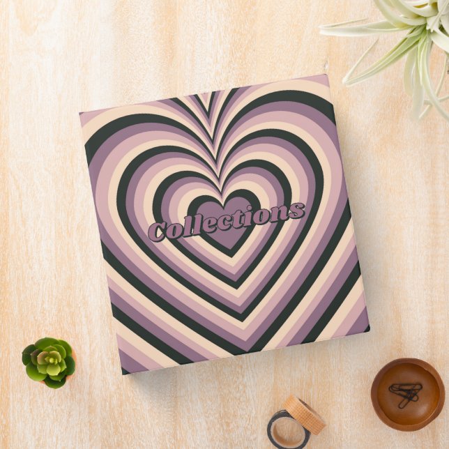 Purple Black Hypnotic Heart Love Pattern Binder (In Situ)