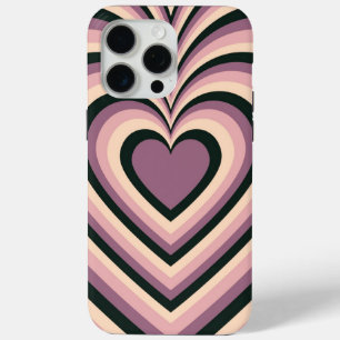 Purple Black Hypnotic Heart Love Pattern iPhone 15 Pro Max Case