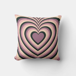 Purple Black Hypnotic Heart Love Pattern Throw Pillow