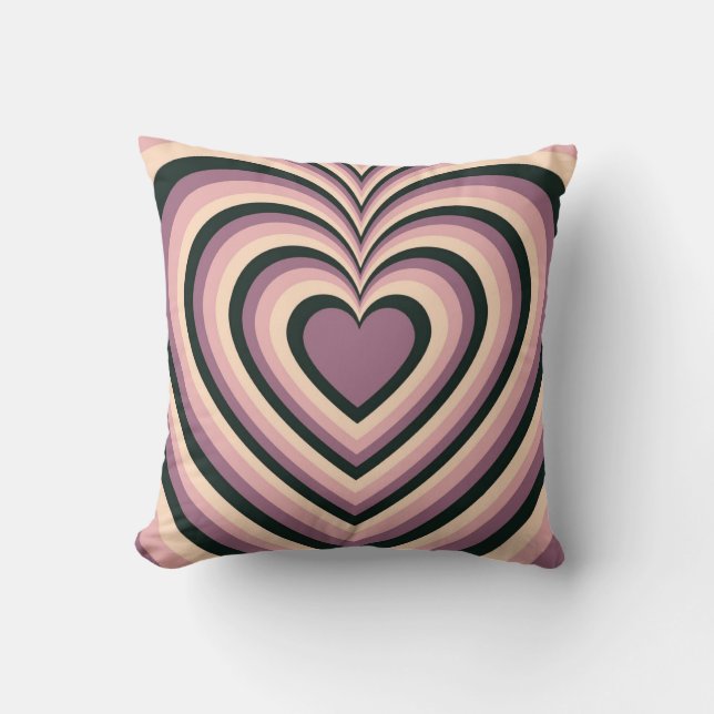Purple Black Hypnotic Heart Love Pattern Throw Pillow (Front)