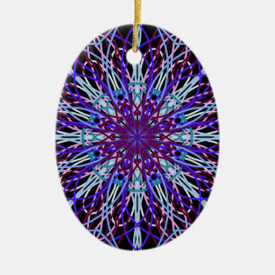 Purple Black Kaleidoscope Mandala Art Ceramic Ornament