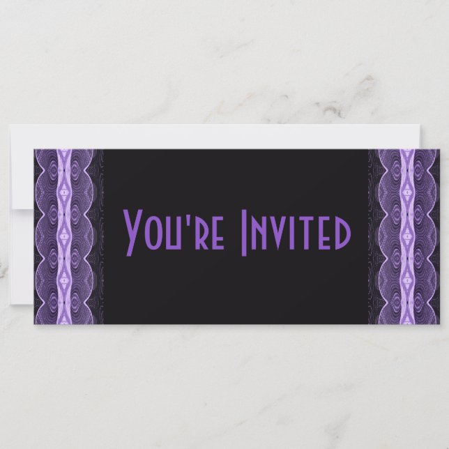 purple black lacey abstract invitation (Front)