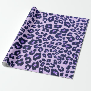 Purple Black Leopard Animal Print Wrapping Paper