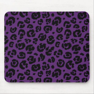 Purple Black Leopard Print Mouse Pad