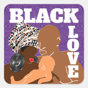 purple Black Love Brown Love Black Family Square Sticker