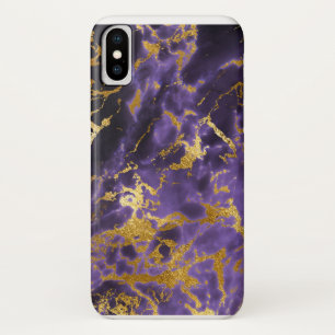 Purple Black Marble Faux Gold Glitter Pattern Case-Mate iPhone Case