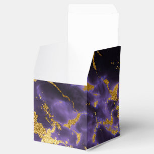 Purple Black Marble Faux Gold Glitter Pattern Favor Box