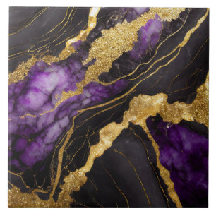 Purple Black Marble Pattern with Gold Tile