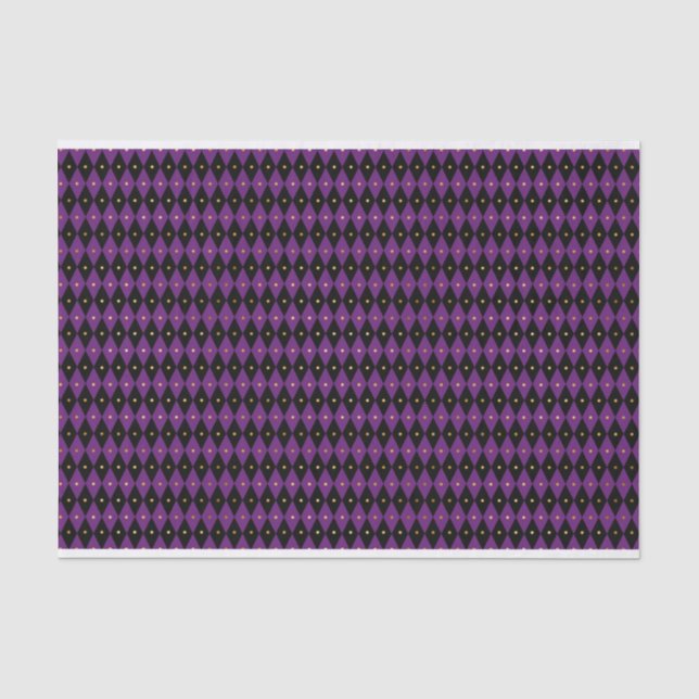 PURPLE & BLACK MARDI GRAS DIAMOND PATTERNS TISSUE PAPER (Front)