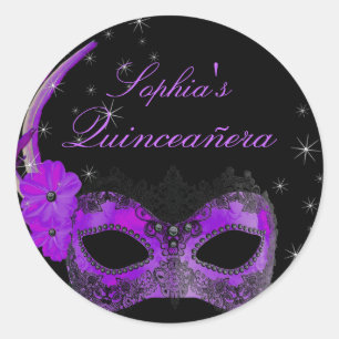 Purple & Black Masquerade Quinceanera Sticker