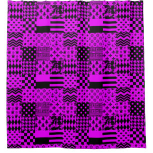 Purple Black Mixed Patterns Patchwork Design 
