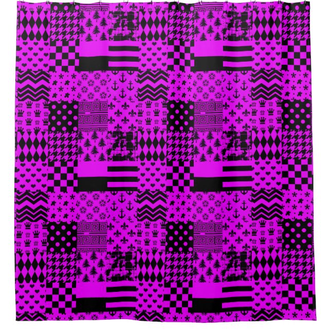 Purple Black Mixed Patterns Patchwork Design  (Front)