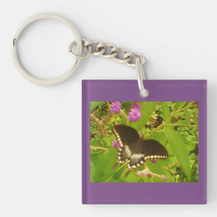 Purple Black Monarch Keychain