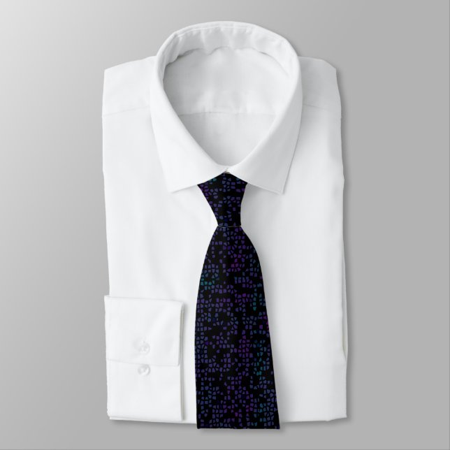 Purple Black Mosaic Neck Tie (Tied)