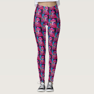Purple Black Mushrooms on Customized Modern Tight Leggings