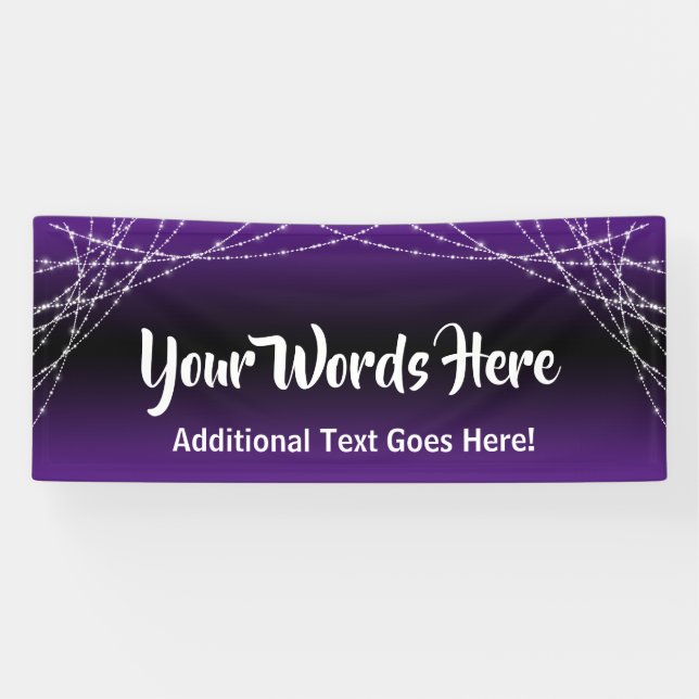 Purple Black Ombre Light Strings Add Your Own Text Banner (Horizontal)