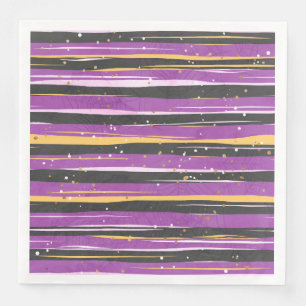 PURPLE BLACK ORANGE HALLOWEEN STRIPES NAPKIN