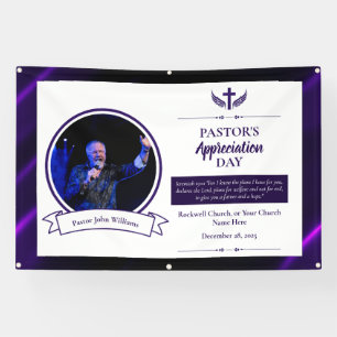 Purple Black Pastor Appreciation Church Event Banner