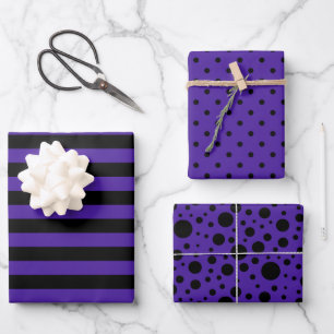 Purple/Black Patterns Wrapping Paper Sheet Set
