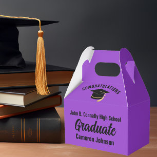 Purple Black Personalized Graduation Party Favor Box