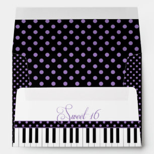 Purple Black Piano Theme Sweet 16 Envelope