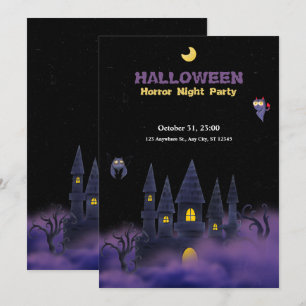 Purple Black Playful Fun Halloween  5" x 7" Invitation