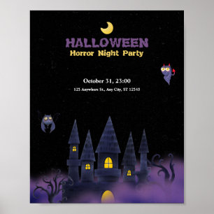 Purple Black Playful Fun Halloween welcome poster