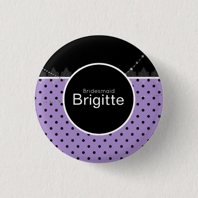 Purple & black polka dot button (Front)