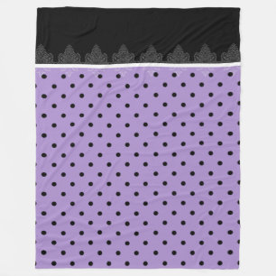 Purple & black polka dots fleece blanket