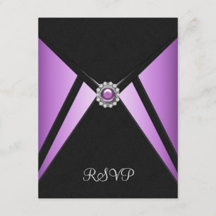 Purple Black Purple Party Invitation RSVP