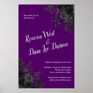 Purple & Black Rose Gothic Wedding Ceremony Sign