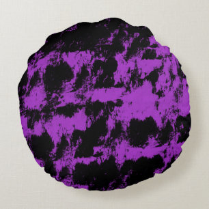 Purple Black Round Cushion