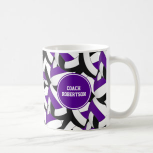 purple black school colours volleyball coach gift coffee mug