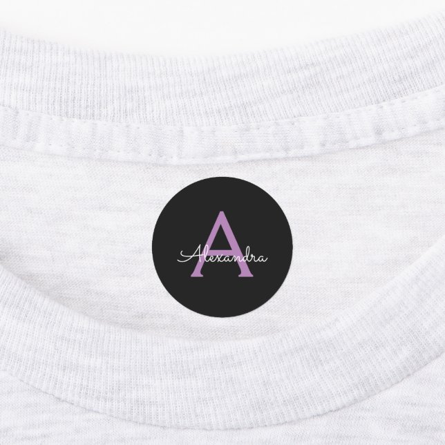 Purple Black Script Girly Monogram Name (Affixed)