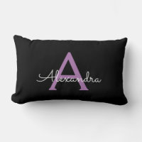 Purple Black Script Girly Monogram Name